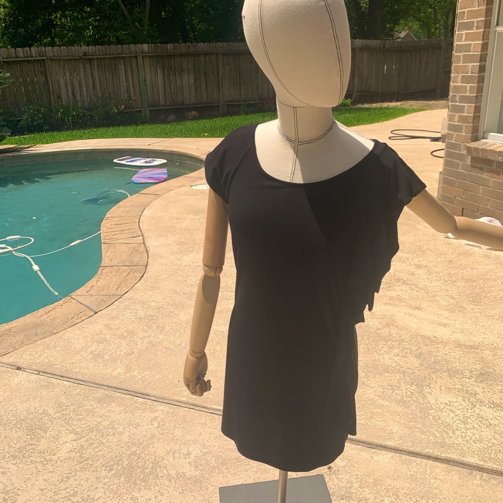 INC mini black dress.  Asymmetrical mini dress Size M